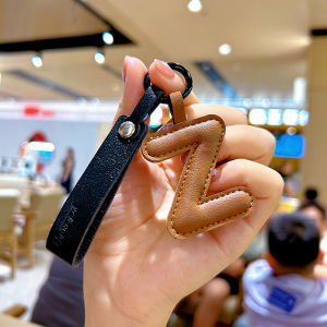 LYM A To Z PU Leather Initial Letter Keychain For Women Candy Color Simple Fashion Bag Phone Pendant Car Key Ring Jewelry Gifts