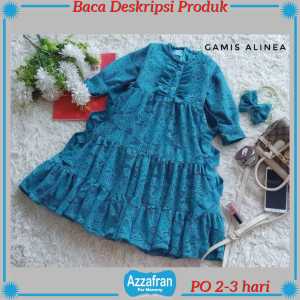 Gamis Alinea | Baju Brokat Anak Perempuan & Dewasa | Seragam Lebaran Brukat Premium Terbaru Azzafran