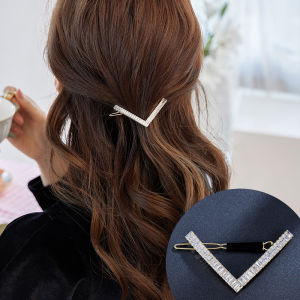 V Shaped Hairpin Rhinestone Hair Clip Barrette Women Crystal Hair Clip Holder Hair Accessories for Wedding Party Fashion Women
