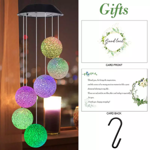 Garden Hanging Spinner Lamp Solar LED Colorful Ball Light Outdoor Colorful Wind Chime Light Decoration Lamp Waterproof