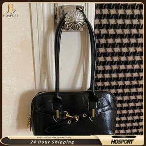【HOSPORT】 Women PU Leather Shoulder Bag Vintage Tote Bags Trendy Bowling Bag for Travel Dating Shopping