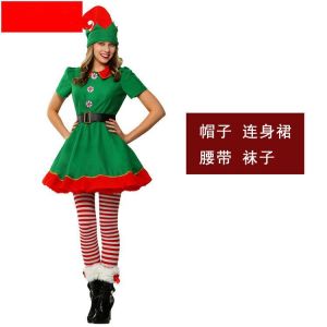 ชุดคริสต์มาสชุดคริสต์มาสสำหรับเด็ก cosplay ชุดแม่ลูกวันฮาโลวีนผู้ใหญ่ชายหญิงชุดคริสต์มาสสีเขียว #988