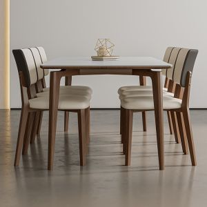 Solid Wood Slate Dining Table Modern Simple Household Small Apartment Rectangular Lonely Style Walnut Dining Table