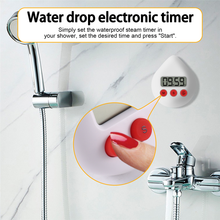 Digital Bathroom Clock Waterproof Shower Clock Timer Temperature
