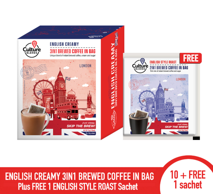 CULTURE BLENDS English Creamy 3in1 Brewed Coffee in Bag Plus 1 ENGLISH ...