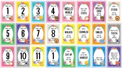 (12 pcs / 24 pcs) Baby Milestone Cards Newborn Photo Cards Photo Shoot Cards