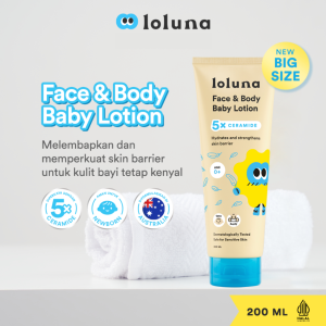 Loluna Face & Body Baby Lotion 5x Ceramide 80ml & 200ml Losion Krim Bayi For Sensitif Skin