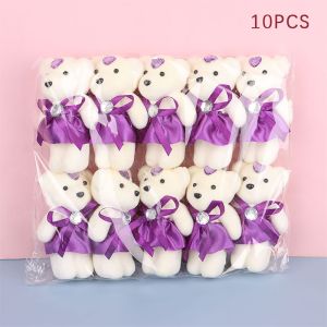 ADDO 10Pcs/Set Cute Bear Doll Soft Cartoon Bear Bouquet Accessories Durable Creative Bag Pendant Doll Graduation Valentines Day