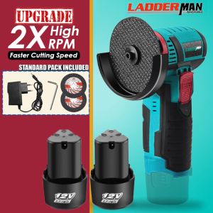 Ladderman 12V 2.0Ah Li-Ion 80mm Portable Cordless Angle Grinder Motor Machine Dual Battery For DIY Cutting Grinding