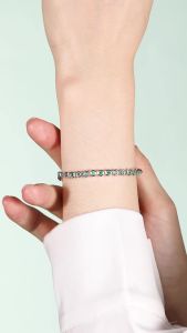 TYYL 2mm Lab Grown Emerald Tennis Bracelet for Men 925 Silver Hexagonal Honeycomb Bezel with Gemstone Womens Bangle Jewelry New
