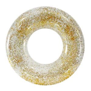 PARKOUR Transparent Swimming Ring Heart Glitter Sequin Inflatable Swimming Circle Thickening 90# Pool Float Swimming Ring Adult