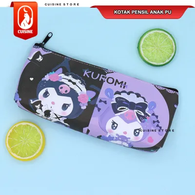 Kotak Tempat Pensil Anak Gambar Kuromi Melody Cinnamoroll Capybara Model Resleting Bahan PU