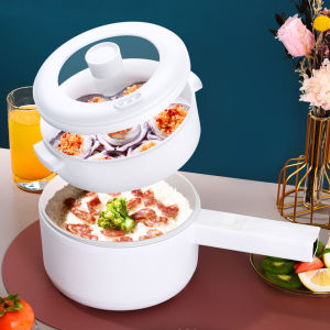 1.8L Non Stick Electric Easy Multi Cooker Pot With Steamer 700W 350W *FREE Wood Turner & Slim Scrub Sponge / Malaysia Plug / All In One / Steamer / Rack / Fryer / Cooking / Sizzling / Grilling / Shabu / Steamboat / 1.8公升多功能家用 煮蒸煎炒火锅迷你电热锅