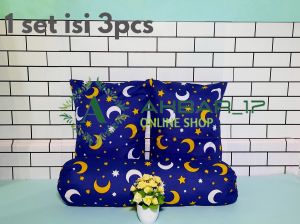 1SET ISI 3PCS 20K AJAH "SARUNG BANTAL 2 & SARUNG GULING 1" MOTIF KARAKTER MURAH MERIAH