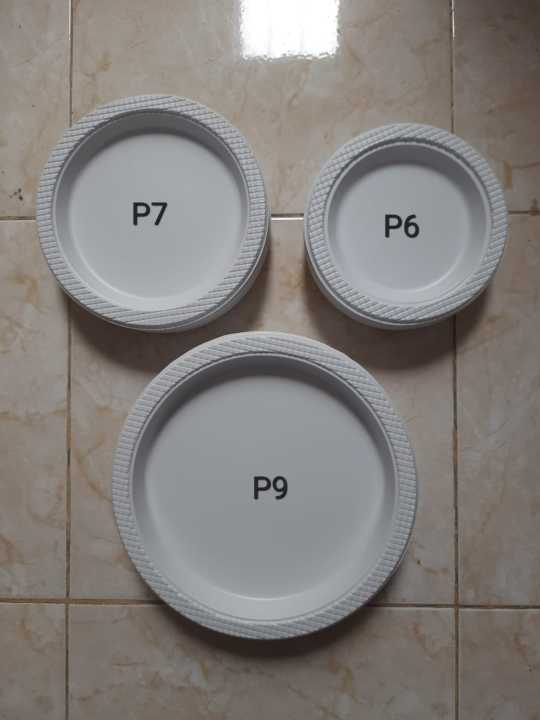 piring plastik putih besar sedang kecil P9, P7, P6 50pcs/pak HARGA PROMO