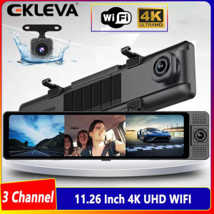 Ekleva 4K Dash Cam 3 Kênh gương chiếu hậu Phía Trước Bên Trong Phía Sau 2K + 1080P + 1080P Wifi ống kính kép Camera DVR ô tô nhìn đêm hồng ngoại