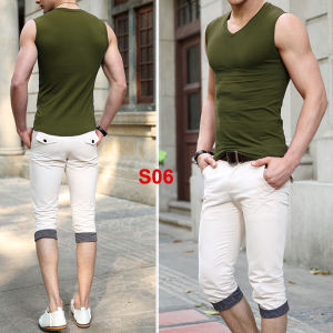 [Hot Sale] áo ba lỗ nam cổ tim dáng body chất 100% cotton đẹp nhiều màu thời trang