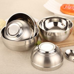 不锈钢双层隔热碗：保温盛饭，美味常在 / Stainless Steel Double-Layer Insulated Bowl: Keep Food Warm Enjoy Deliciousness