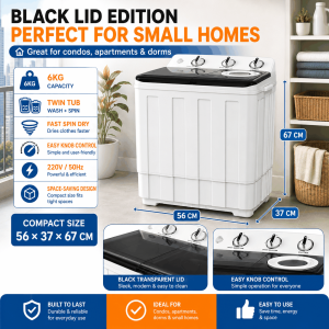 XPX 6kg semi-automatic [Small size] Twin Tub  washing machine with dryer blue light sterilization wave wheel cleaning small mini washing machine