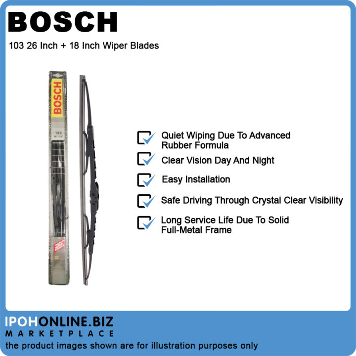 Bosch 103 26 Inch + 18 Inch Wiper Blades Honda Accord Nissan Cefiro A33