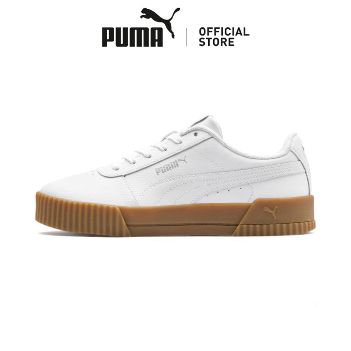 PUMA Carina Leather Womens Shoes (White) White Sports Sneakers