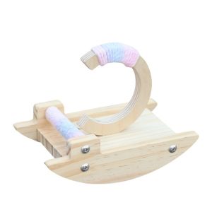 ER52858 Wooden Parrot Perch Stand Bite-resistant Flexible Rocking Parakeet Toy Funny Wear-resistant Bird Rocking Stand Cage Accessory