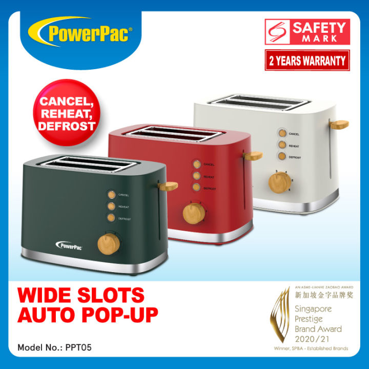 PowerPac 2 Slice Bread Toaster with Auto POP UP (PPT05) | Lazada Singapore