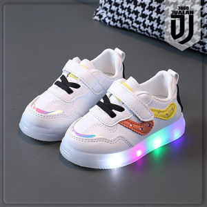 Sepatu Kets Lampu LED Anak usia 1 2 3 4 5 6 tahun / Sepatu Sneakers Anak Laki Laki Perempuan Motif Garis / Sepatu MENYALA Anak Balita Tali Perekat Cowok Cewek Trendy / Sepatu Baby Casual Perekat Pria Wanita Sporty / Sepatu Running Anak Balita Lampu LED