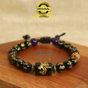 Gelang  Aesthetic Pria Wanita Keren Terbaru Tali Serut Batu Kristal Alam Akik Tiger Eye Black Onyx Amethyst Kecubung Ungu Asli Ori Original Hitam Bulat Cowok Cewek Dewasa Korea Style Import Mewah Elegan