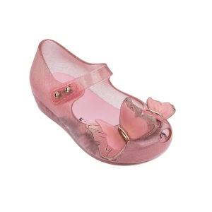 Fashion Official Store Melissa¯Mini shoes 2 butterfly wings embellished baby flat fish mouth child girl sandals