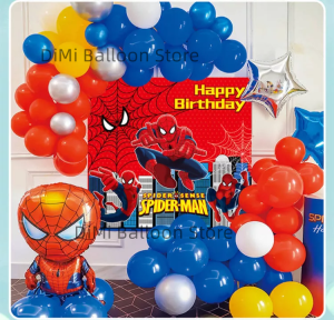 Spidermans Theme Balloon Set with Poster Backdrop Party Supply Home Decor Venue Decoration Toys for Boys Birthday Gift for Kids
