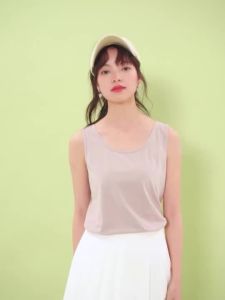 Shipped from China [2025]GIORDANO WOMEN Solid color slim crewneck stretch tank tops 05323250