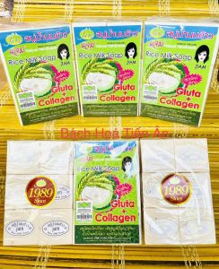 Combo 4 Cục Soap Làm Trắng Da Cám Gạo Sữa Jam Rice Milk Soap Thái Lan 65 gr Gluta + Collagen ( rửa mặt và tắm )