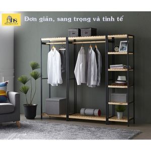 [Voucher 10%] COMBO Kệ treo quần áo đa năng HouService. Tủ treo quần áo đẹp hiện đại sang trọng. Giá treo quần áo đơn giản theo phong cách Nội thất tối giản Minimalism (Minimalist)