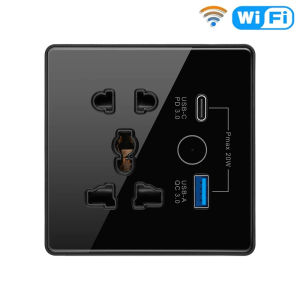 Universal Smart Power Socket Tuya zigสมการ ซ็อกเก็ต WIFI ปลั๊กไฟ สวิตช์ การชาร์จอย่างรวดเร็ว พอร์ต USB 3.0 Type-C รองรับซ็อกเก็ต Alexa  Home EU UK US