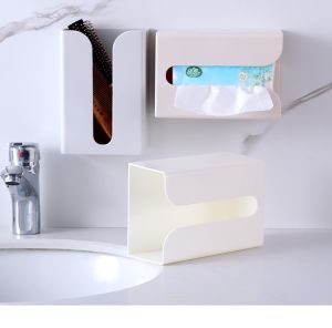 กล่องใส่ทิชชู่ กล่องใส่กระดาษทิชชู่ กล่องใส่ของแบบกาว ไม่ต้องเจาะผนัง