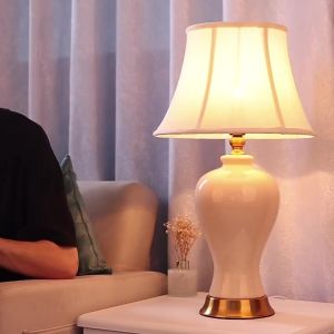 American Style Ceramic Table Lamp Living Room Vintage Study Room Cozy Bedroom Bedside Lamp