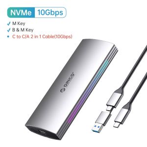 ORICO RGB 10Gbps M2 NVMe SSD Enclosure Aluminum USB3.1 Gen2 Case for M/BKey Solid State Drive for Gamer Video Editing
