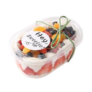 10pcs 500ML Transparent Acylic Oval Dessert Container for Salad Mousse Cake clear plastic dessert Kitchen Utensils (THICK)