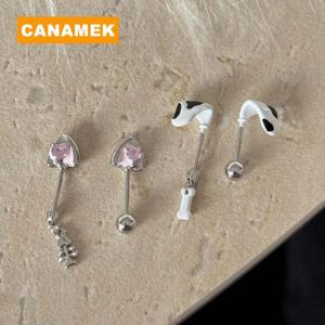 【CANAMEK】 1Pcs Cute Dogs And Cats Ear Shaped Ear Bone Nail Sweet Cool Stud Earrings For Women Trendy Body Accessories
