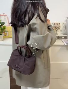 ALO Ruched Nylon Handbag Women Soft Hobo Bag Detachable Crossbody Strap Fashion Casual Shoulder Bag