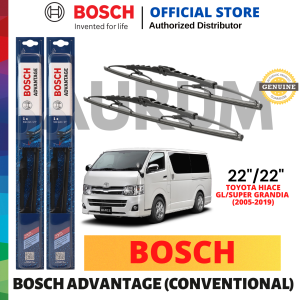 Bosch Advantage Wiper Blade set for Toyota Hiace GL / Super Grandia 2005-2019 2pcs