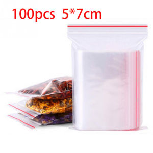 100Pcs/pack Resealable Zipper Packaging Bags Self Seal Clear Plastic Bag Vacuum Reusable Food Storage Package Fresh Bag