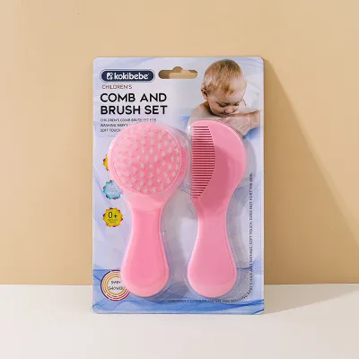 Baby Comb and Brush Set - Soft Nylon Bristles Gentle Scalp Massage Non-Slip Handle Safe Material Perfect for Newborn Hair Care and Bathing