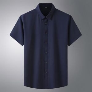 [QiaoFan] Plus Size Shirts Short Sleeve Shirt Men Casual Clothing Formal Large Big Oversized Business  Loose Korean Style Summer Vintage White Black Clothes