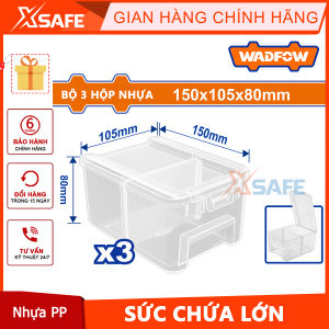 Bộ 3 Hộp nhựa trong suốt chia ngăn đựng linh kiện 150x105x80m m Bộ 3 hộp nhựa trong suốt Kích thước 150x105x80mm Wadfow WTB8333