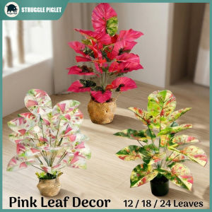 Artificial Flower Fake Plant Pink Green Leaf Red Bonsai Home Decor Table Vase Wedding Display