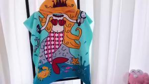SDSXSummer Kids Beach Towels Cartoon Hooded Bath Robes Children Unicorn Shark Bathing Towels Boys Girls Cape Baby CloakFYK