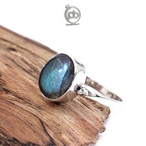 Cincin Wanita Perak Asli 925 Labradorite Natural Dorita