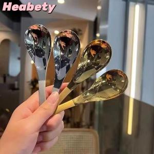 Heabety Stainless Steel Soup Spoons Home Kitchen Ladle Capacity Gold Silver Mirror Polished Flatware For Coffee Tableware